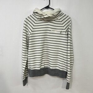 Abercrombie & Fitch Striped Sherpa Lined Funnel Neck Pullover Cozy‎ Minimalist M